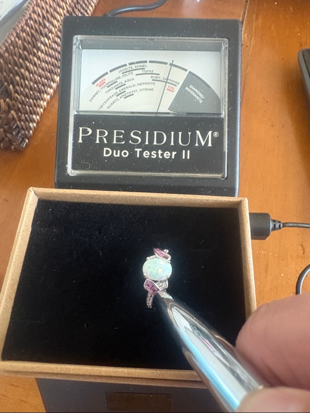 Genuine Lab Created Opal & Pink White Sapphire Ring Sterling Silver Size 7 - Picture 9 of 11